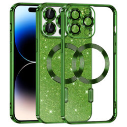 Husa premium iPhone 14 Pro Techsuit Luxury Glitter MagSafe, verde