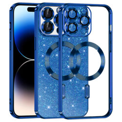 Husa premium iPhone 14 Pro Techsuit Luxury Glitter MagSafe, albastru
