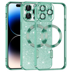 Husa premium iPhone 14 Pro Techsuit Luxury Glitter MagSafe, verde deschis