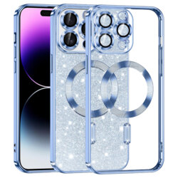 Husa premium iPhone 14 Pro Max Techsuit Luxury Glitter MagSafe, bleu