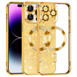 Husa premium iPhone 14 Pro Max Techsuit Luxury Glitter MagSafe, auriu