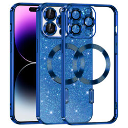 Husa premium iPhone 14 Pro Max Techsuit Luxury Glitter MagSafe, albastru