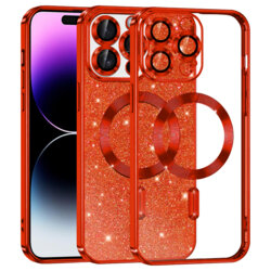 Husa premium iPhone 14 Pro Max Techsuit Luxury Glitter MagSafe, rosu