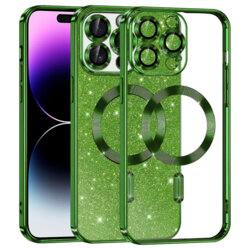 Husa premium iPhone 14 Pro Max Techsuit Luxury Glitter MagSafe, verde