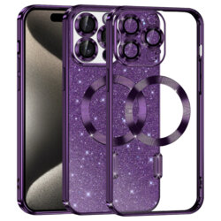 Husa premium iPhone 15 Pro Max Techsuit Luxury Glitter MagSafe, mov