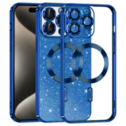 Husa premium iPhone 15 Pro Max Techsuit Luxury Glitter MagSafe, albastru