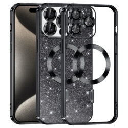 Husa premium iPhone 15 Pro Max Techsuit Luxury Glitter MagSafe, negru
