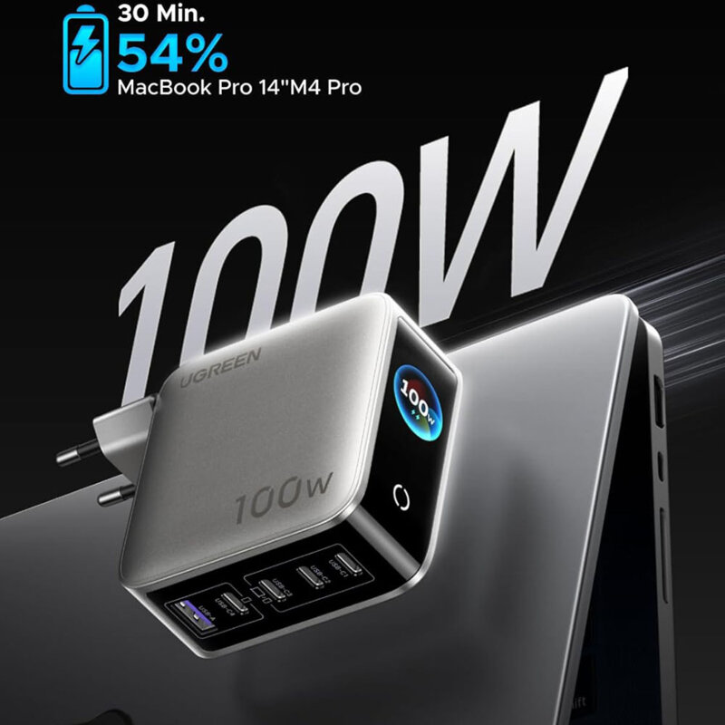 Statie incarcare GaN USB, 4x Type-C Ugreen, 100W, gri, 65620B
