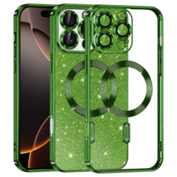 Husa premium iPhone 16 Pro Techsuit Luxury Glitter MagSafe, verde