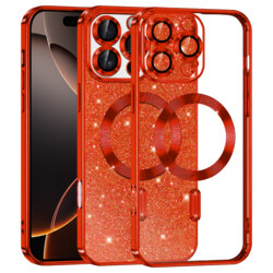 Husa premium iPhone 16 Pro Techsuit Luxury Glitter MagSafe, rosu