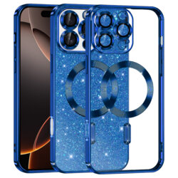 Husa premium iPhone 16 Pro Techsuit Luxury Glitter MagSafe, albastru