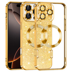 Husa premium iPhone 16 Pro Techsuit Luxury Glitter MagSafe, auriu