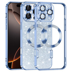 Husa premium iPhone 16 Pro Techsuit Luxury Glitter MagSafe, bleu