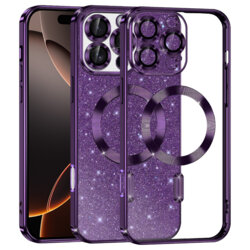 Husa premium iPhone 16 Pro Techsuit Luxury Glitter MagSafe, mov