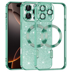 Husa premium iPhone 16 Pro Techsuit Luxury Glitter MagSafe, verde deschis