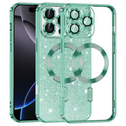 Husa premium iPhone 16 Pro Max Techsuit Luxury Glitter MagSafe, verde deschis