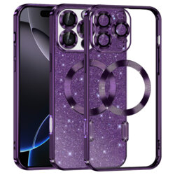 Husa premium iPhone 16 Pro Max Techsuit Luxury Glitter MagSafe, mov
