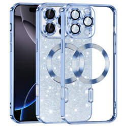 Husa premium iPhone 16 Pro Max Techsuit Luxury Glitter MagSafe, bleu