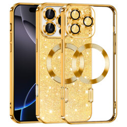 Husa premium iPhone 16 Pro Max Techsuit Luxury Glitter MagSafe, auriu