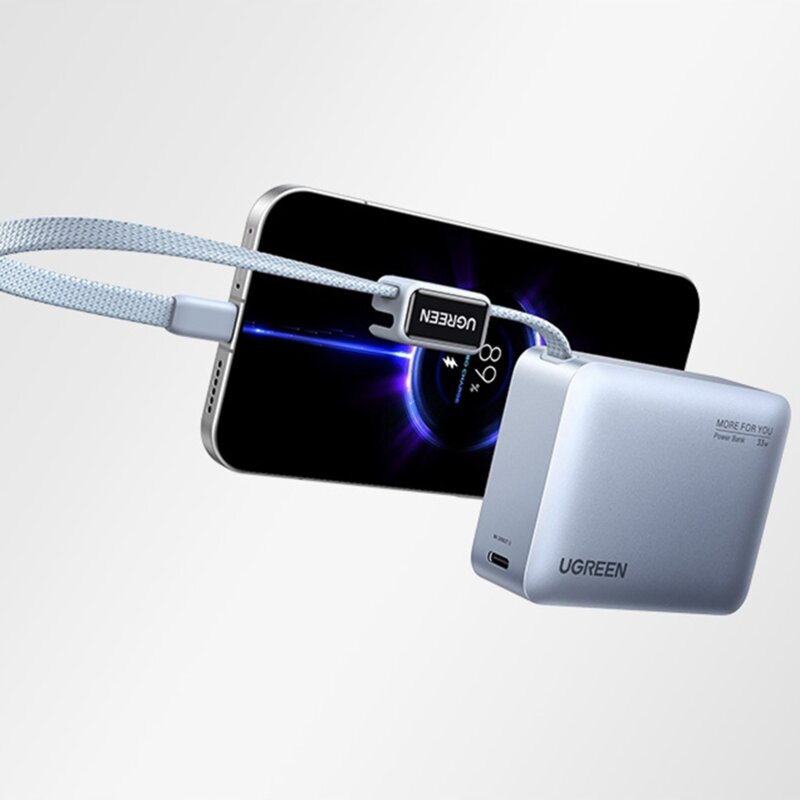 Baterie externa USB, Type-C 10000mAh Ugreen, 33W, gri, 75173B