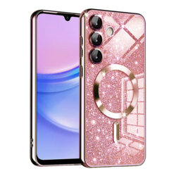 Husa premium Samsung Galaxy A15 4G Techsuit Luxury Glitter MagSafe, roz auriu
