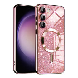 Husa premium Samsung Galaxy S23 Plus Techsuit Luxury Glitter MagSafe, roz auriu