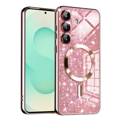 Husa premium Samsung Galaxy S25 Plus Techsuit Luxury Glitter MagSafe, roz auriu
