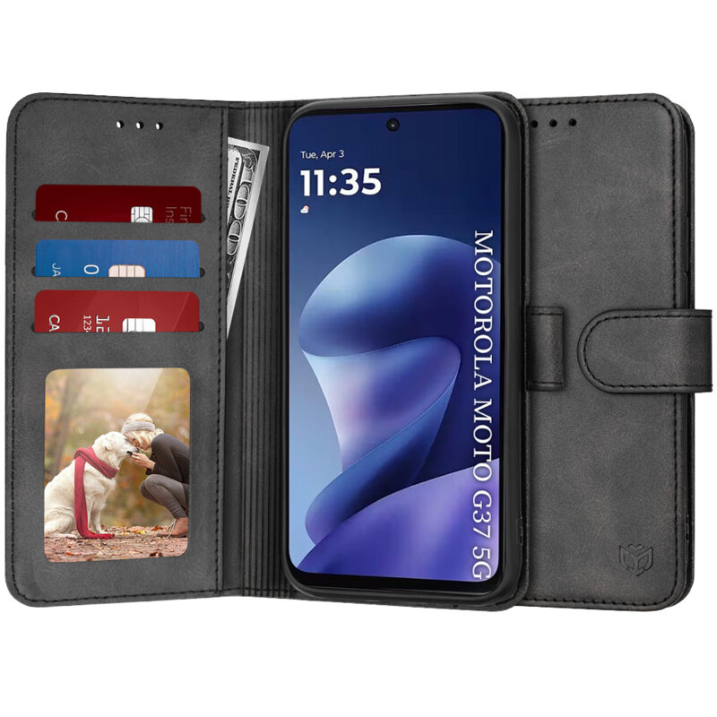 Husa 360 Motorola Moto G37 Techsuit Diary Book, negru