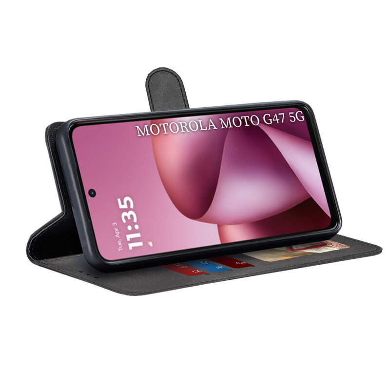 Husa 360 Motorola Moto G47 Techsuit Diary Book, negru