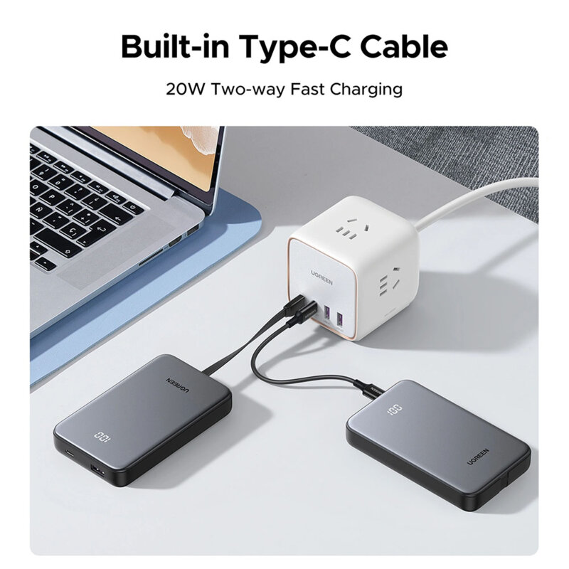Baterie externa USB, Type-C 10000mAh Ugreen, 20W, gri, PB526