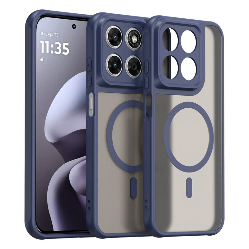 Husa Motorola Moto G67 Techsuit HaloFrost II MagSafe, bleumarin