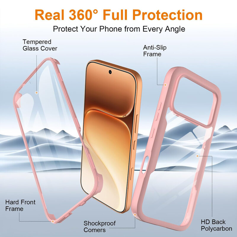 Husa 360° Honor 600 Pro Techsuit ColorVerse, roz