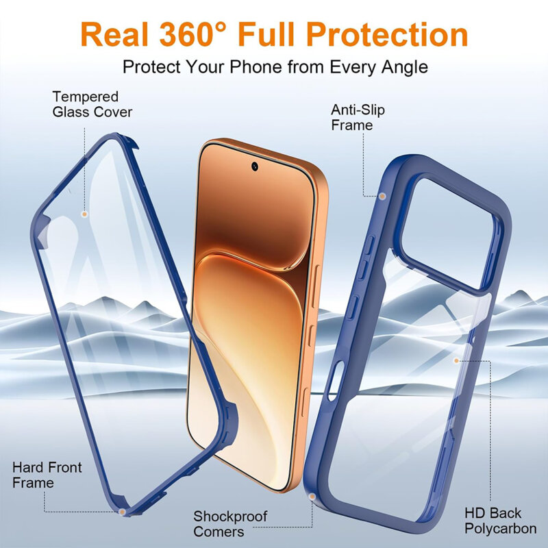 Husa 360° Honor 600 Pro Techsuit ColorVerse, albastru