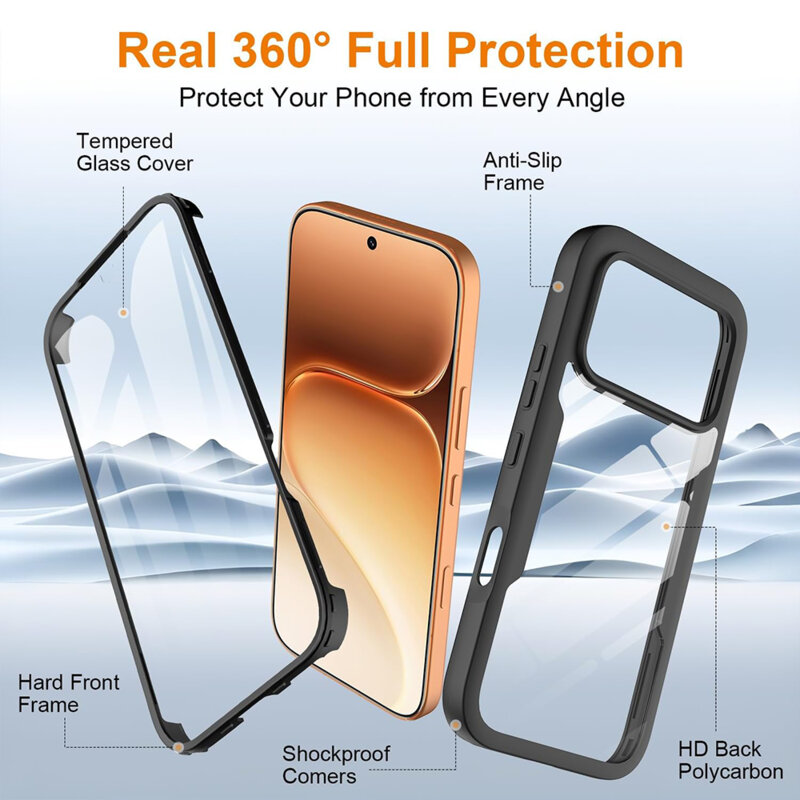 Husa 360° Honor 600 Pro Techsuit ColorVerse, negru