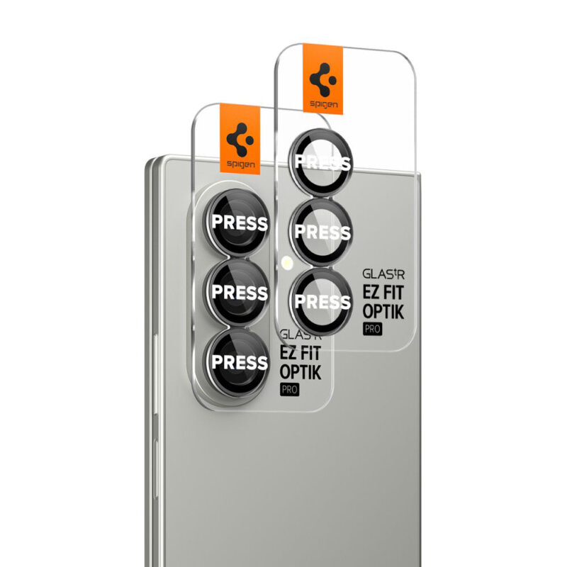 [Pachet 2x] Folie sticla camera Samsung Galaxy Z Fold8 Ultra Spigen Glas.tR Optik EZ Fit Pro, negru