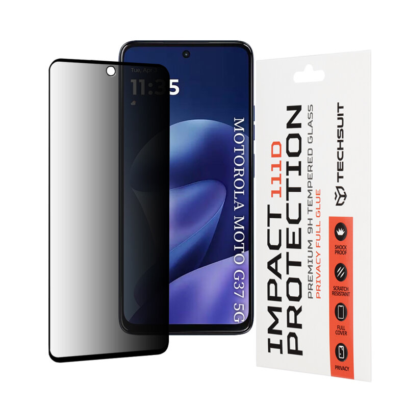 Folie sticla Motorola Moto G37 Techsuit 111D Privacy Full Glue, negru