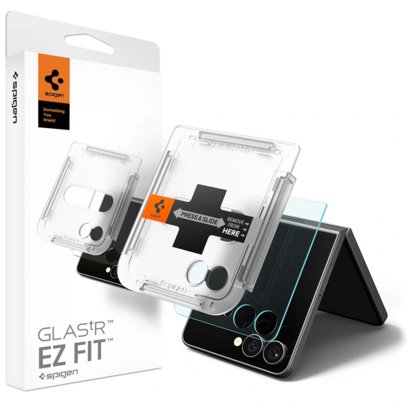 [Pachet 2x] Folie Samsung Galaxy Z Flip8 Spigen Glas.tR EZ Fit, transparenta