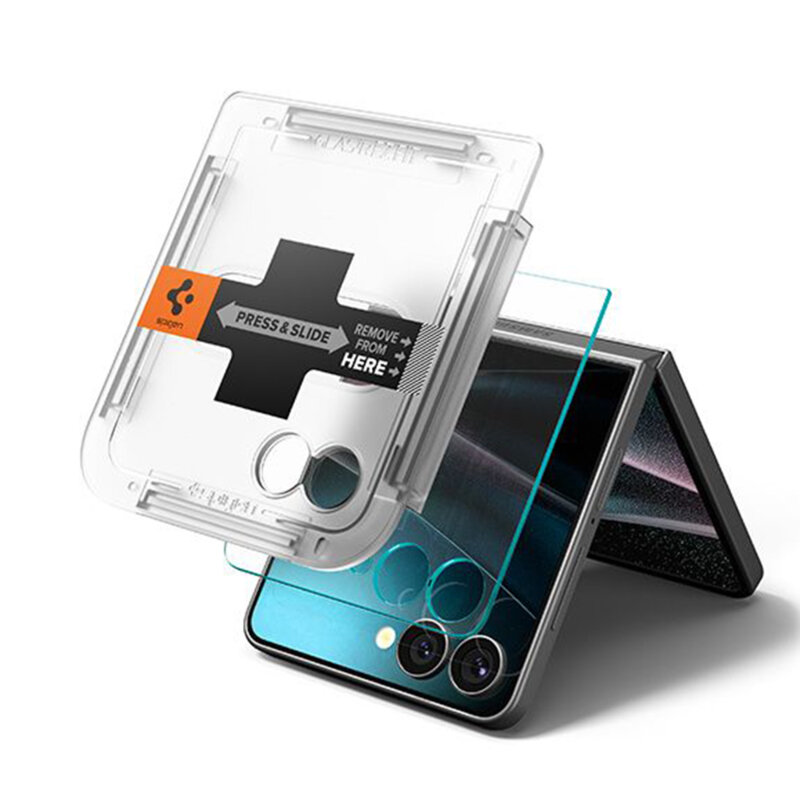 [Pachet 2x] Folie Samsung Galaxy Z Flip8 Spigen Glas.tR EZ Fit, transparenta
