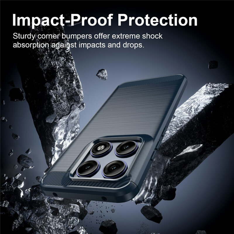 Husa Motorola Edge 70 Pro Techsuit Carbon Silicone, albastru