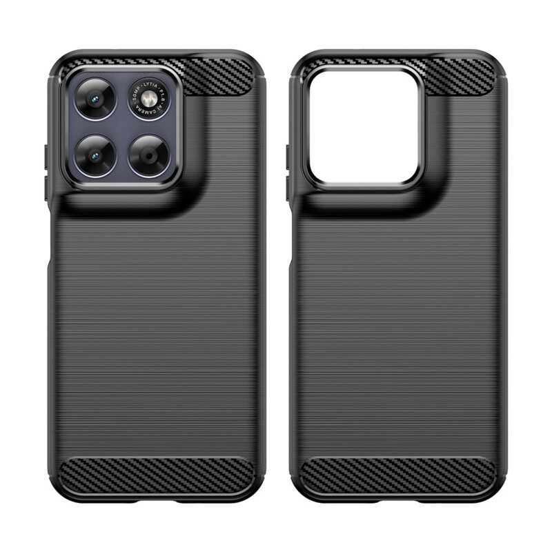 Husa Motorola Moto G87 Techsuit Carbon Silicone, negru