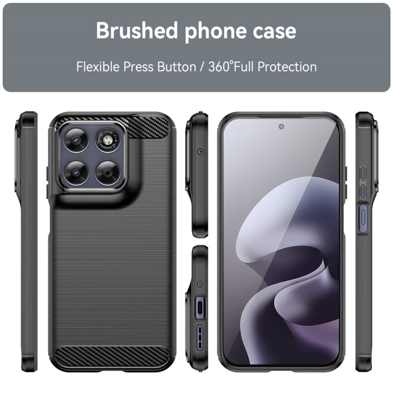 Husa Motorola Moto G87 Techsuit Carbon Silicone, negru