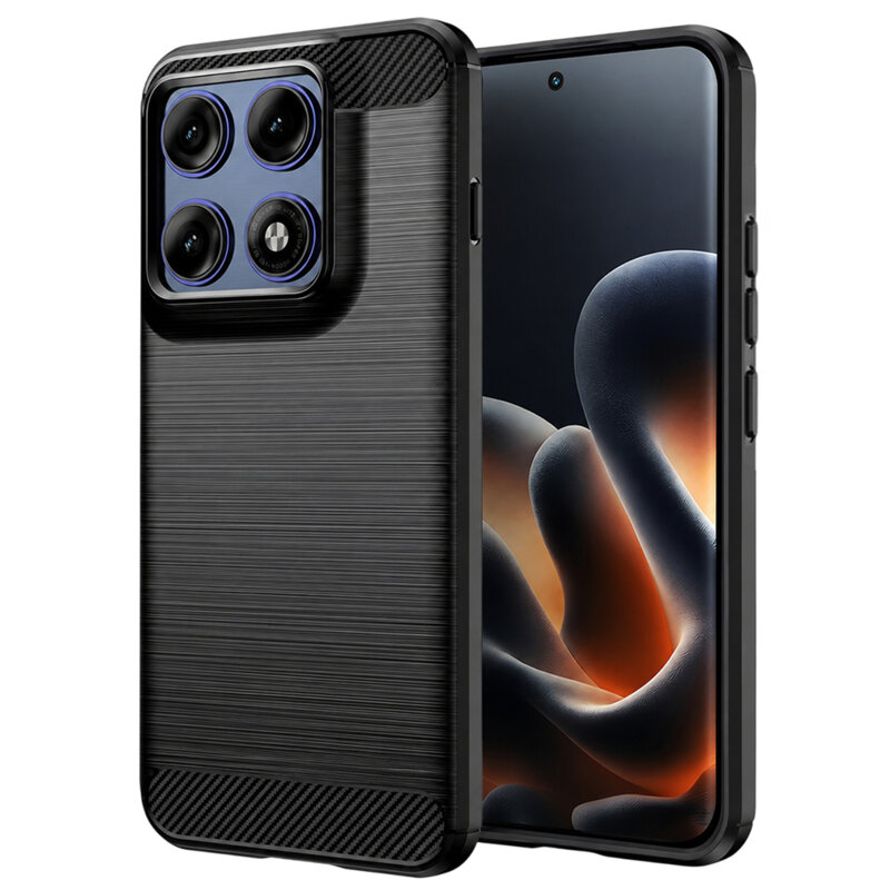 Husa Motorola Edge 70 Pro Techsuit Carbon Silicone, negru