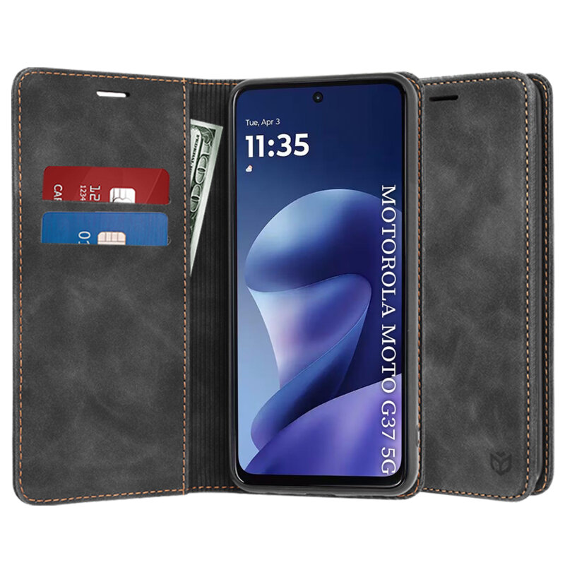 Husa piele Motorola Moto G37 Techsuit Confy Cover, negru