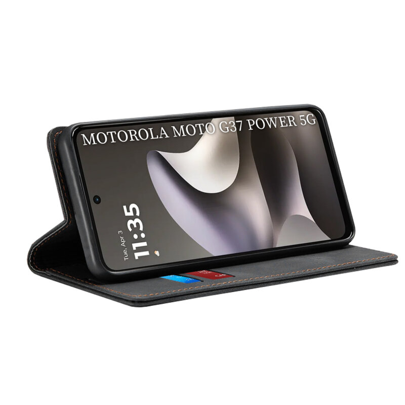 Husa piele Motorola Moto G37 Power Techsuit Confy Cover, negru