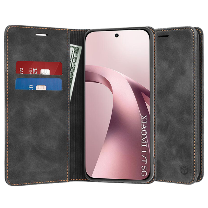 Husa piele Xiaomi 17T Techsuit Confy Cover, negru