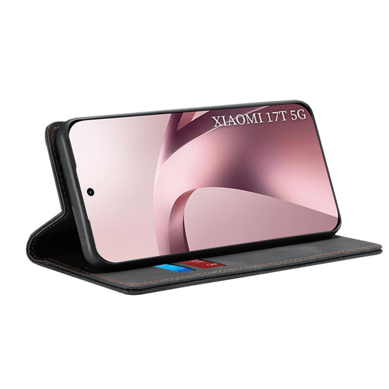Husa piele Xiaomi 17T Techsuit Confy Cover, negru