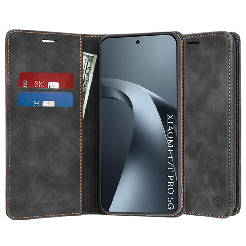 Husa piele Xiaomi 17T Pro Techsuit Confy Cover, negru