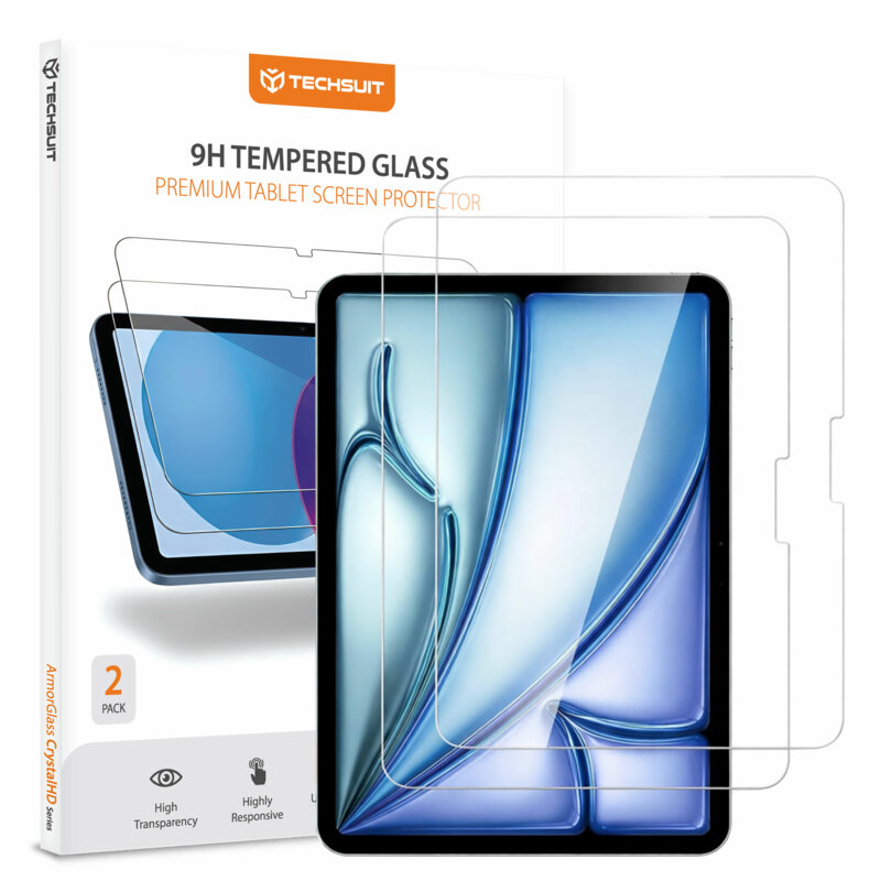 [Pachet 2x] Folie sticla iPad Air 11 (2026) Techsuit ArmorGlass CrystalHD, transparenta