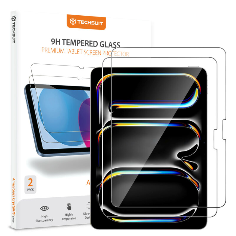 [Pachet 2x] Folie sticla iPad Pro 11 (2025) Techsuit ArmorGlass CrystalHD, transparenta