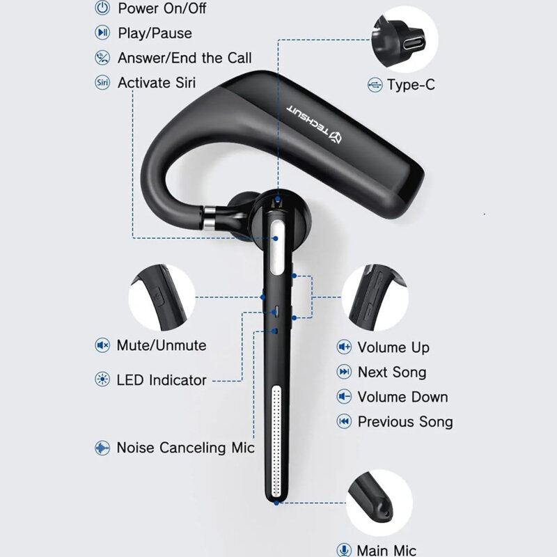 Casca Bluetooth Noise Cancelling Techsuit PowerTalks G6, negru